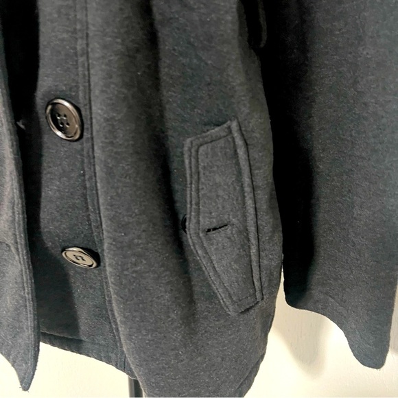 Miss Lili Juniors Med Charcoal Gray Double Breasted Peacoat Super Soft No Belt - Picture 3 of 7